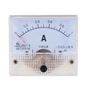 uxcell Analog Current Panel Meter DC 0-1A 85C1 Ammeter 64x60x56mm for Circuit Testing Charging Battery Ampere Tester Gauge Pack of 1