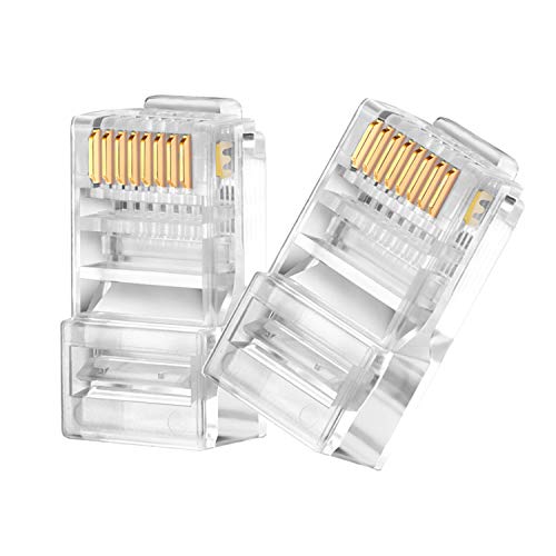 RJ45 CAT6 Pass Through Connectors 100 Pack – Easy and Fast Termination – Gold Plated 3 Prong 8P8C Modular Ethernet UTP Network Cable Plug End for Cat6 Cat5e | The Storepaperoomates Retail Market - Fast Affordable Shopping