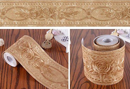 3D Flower Pattern Molding Peel Stick Wall Border for Home Decor Bathroom Kitchen,4 inch by 16.4 feet(Gold) | The Storepaperoomates Retail Market - Fast Affordable Shopping