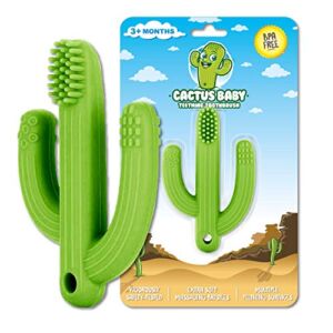 Cactus Baby Teething Toys Toothbrush | Self-Soothing Pain Relief Soft Silicone Teether Training Toothbrush for Babies, Toddlers, Infants, Boy and Girl | Natural Organic BPA Free | 3+ Months | Green