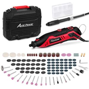 AVID POWER Rotary Tool Kit Variable Speed with Flex Shaft, 107pcs Accessories and Carrying Case for Grinding, Cutting, Wood Carving, Sanding, and Engraving-Red