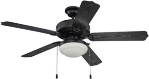 Craftmade Outdoor Ceiling Fan with CFL Light END52MBK5PC1 Cove Harbor 52 Inch Fan for Patio, Matte Black