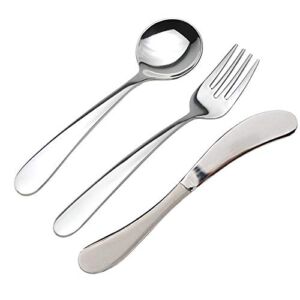 WEKTUNAA Stainless Steel Child Toddler Flatware Set, Kids Fork Knife Spoon, Mirror Polished, Steel Utensils for Toddler and Child