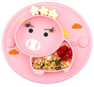 Baby Silicone Plate, Toddler Suction Plates Mini Plate Placemat for Kids and Infants Self Feeding, Microwave & Dishwasher Safe