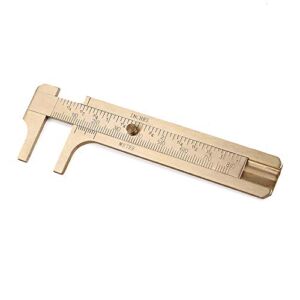 Daimay Retro Vernier Caliper Copper Alloy Mini Brass Sliding Pocket Ruler Metal Double Scale for Measuring Gemstones and Jewelry Components Bead Wire Guitar Repair – 80 mm /3.15″