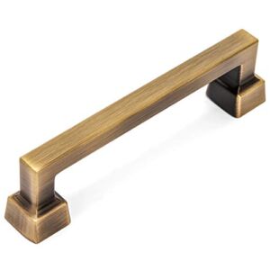 5 Pack – Cosmas 1481-96BAB Brushed Antique Brass Contemporary Cabinet Hardware Handle Pull – 3-3/4″ Inch (96mm) Hole Centers