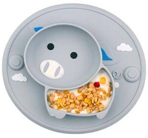 Baby Divided Plate Silicone- Portable Non Slip Child Feeding Plate Suction for Children Babies and Kids BPA Free Baby Dinner Plate Microwave Dishwasher Safe …