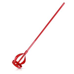 Navaris Paint Mixer for Drill – Heavy Duty Plaster and Paint Mixing Paddle for Standard Drills – Painting and Plastering Mixer Stirrer Tool (Red)