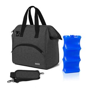 Luxja Breastmilk Cooler Bag with an Ice Pack (Fits 6 Bottles, Up to 9 Ounce), Breastmilk Cooler for Breastmilk Bottles and Small Accessories, Black