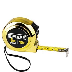Steve & Leif 1 Pack of 16 Foot Measuring Tape,Retractable Tape Measure, Easy To Read 16 Ft Metric and Imperial Measuring Tape, Shock Absorbent Case Measurement Tape, Engineers Tape Measure