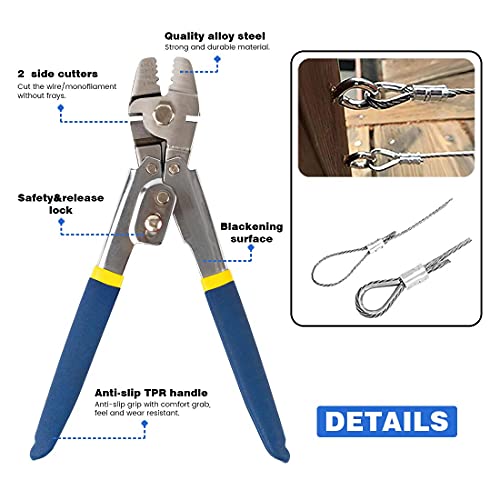 Sanuke Wire Rope Crimping Swaging Tool Cable Crimps up to 2.2mm(2/32inch) with 160pcs 4sizes Aluminum Double Barrel Ferrule Crimping Loop Sleeve and 10pcs Stainless Steel Thimble Assortment Kit | The Storepaperoomates Retail Market - Fast Affordable Shopping
