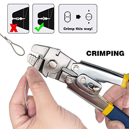 Sanuke Wire Rope Crimping Swaging Tool Cable Crimps up to 2.2mm(2/32inch) with 160pcs 4sizes Aluminum Double Barrel Ferrule Crimping Loop Sleeve and 10pcs Stainless Steel Thimble Assortment Kit | The Storepaperoomates Retail Market - Fast Affordable Shopping