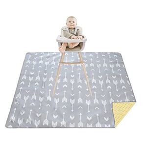 Splat Mat for Under High Chair/Arts/Crafts, Washable Spill Mat Water-Resistant Anti-Slip Floor Splash Mat, Portable Play Mat and Table Cloth 51″ (Grey)