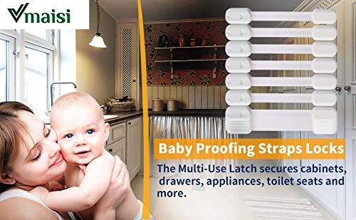 12 Pack Vmaisi Multi-Use Adhesive Straps Locks – Childproofing Baby Proofing Cabinet Latches for Drawers, Fridge, Dishwasher, Toilet Seat, Cupboard, Oven,Trash Can, No Drilling (White) (12) | The Storepaperoomates Retail Market - Fast Affordable Shopping