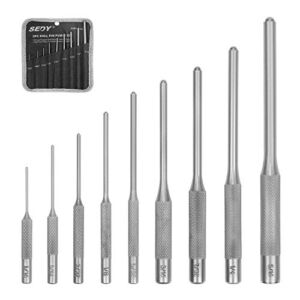 SEDY 9 Pieces Roll Pin Punch Set, Removing Repair Tool with Holder for Automotive, Watch Repair,Jewelry and Craft