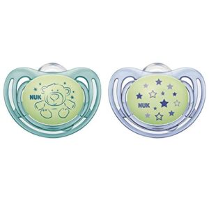 NUK Airflow Glow-in-The-Dark Pacifiers, Baby Boys, 0-6 Months, 2 Pack, 0.09 Pounds