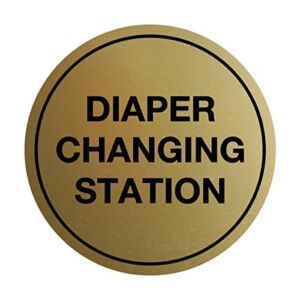 Signs ByLITA Circle Diaper Changing Station Sign (Brushed Gold) – Large