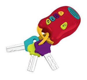 Battat Toy Keys – 3 Keys & Remote with 4 Fun Sounds – Mini Flashlight – Toy Car Keys with Fob for Baby, Toddler – Light & Sound Keys – 6 Months + Red, 6 x 1.25 x 7.5 inches