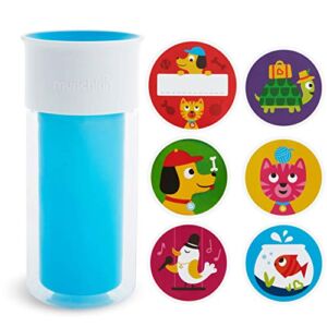 Munchkin Miracle 360 Insulated Sippy Cup, Includes Stickers to Customize Cup, 9 Ounce, Blue