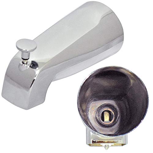 Tub Spout with Front Diverter, 1/2 inch IPS Female Front End Thread, 5-1/4 inch Overall Length, for 4 inch to 4-3/8 inch Length Galvanized Pipe Nipple, Polished Chrome Finish | The Storepaperoomates Retail Market - Fast Affordable Shopping