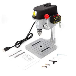 110V 340W 0-16000rpm 3-Speed Heavy Duty 1-10mm Bench Drill Press Workshop Mounted Drilling Chuck Drilling Stand Chuck Adjust Metal Wood Plastic Open Hole Milling Machine USA STOCK
