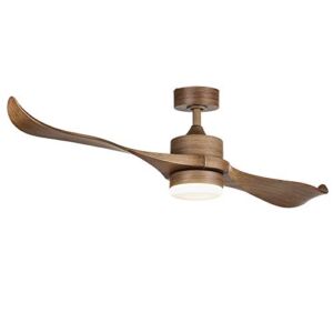 VONLUCE 52-Inch Ceiling Fan Natural Walnut Finish with 2 Walnut Color ABS Blades and White Glass 15W LED Light Kit (Natural Walnut)