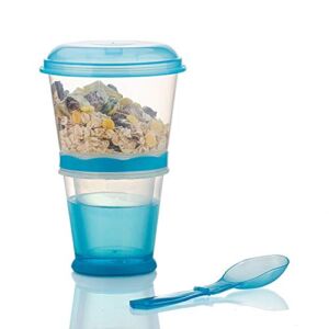 Cereal On the Go Cups Breakfast-Portable Drink-Cup Cereal To-Go Container-Cup with Spoon (Blue)