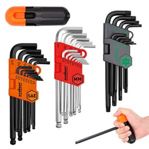 HORUSDY Allen Wrench Set, Hex Key Set Long Arm Ball End Hex Wrench Set, Inch/Metric/Torx T Handle Allen Wrench Set
