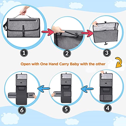 Gimars Large Capacity 6 Pockets Baby Portable Changing Pads, Waterproof & Easily Cleanable Detachable Travel Portable Diaper Changing mat, Baby Shower Gifts, Newborns Essentials | The Storepaperoomates Retail Market - Fast Affordable Shopping