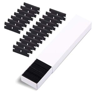 EHDIS Plastic Razor Blades 100 PCS Double Edged Plastic Blade for Safety Glass Scraper and Plastic Razor Scraper Tool for Remove Decals Stickers Adhesive Label Glue and Glass Clean-Black
