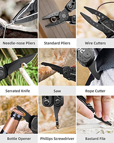 Multitool Knife, Pohaku 13 in 1 Pocket Multitool, Multi Tool with 3″ Large Blade, Safety Locking Design, Spring-Action Plier, Durable Nylon Sheath for Outdoor, Camping, Fishing, Survival,Hiking | The Storepaperoomates Retail Market - Fast Affordable Shopping