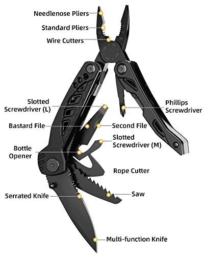 Multitool Knife, Pohaku 13 in 1 Pocket Multitool, Multi Tool with 3″ Large Blade, Safety Locking Design, Spring-Action Plier, Durable Nylon Sheath for Outdoor, Camping, Fishing, Survival,Hiking | The Storepaperoomates Retail Market - Fast Affordable Shopping