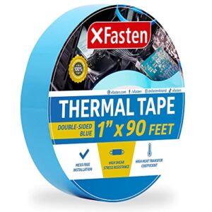 XFasten Thermal Double-Sided Adhesive Tape, 1 Inch x 90 Feet, High Thermal Conductivity and Electrical Insulating Thermal Tape for LED Strips, 3D Printing Beds, Computer CPU, Heat Sinks