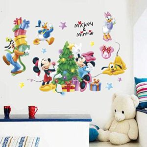 Mickey Minnie Duck Goofy Wall Stickers for Kids Rooms Home Decor Cartoon Christmas Wall Decals PVC Mural Art DIY Posters