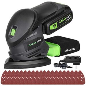 GALAX PRO Cordless Sander 20V, 20Pcs Sandpapers,12000 RPM Sanders with Dust Collection System for Tight Spaces Sanding in Home Decoration, Battery and Charger Included