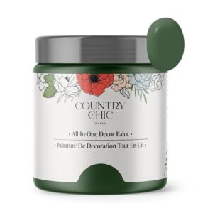 Country Chic Paint – Chalk Style All-in-One Paint for Furniture, Home Decor, Cabinets, Crafts, Eco-Friendly, Minimal Surface Prep, Multi-Surface Matte Paint – Fireworks [Forest Green] – (4 oz)