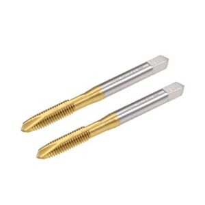 uxcell Spiral Point Plug Threading Tap M6 x 1 Thread, Ground Threads H2 3 Flutes, High Speed Steel HSS 6542, Titanium Coated, Round Shank with Square End, 2pcs