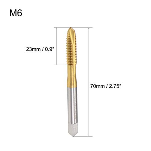 uxcell Spiral Point Plug Threading Tap M6 x 1 Thread, Ground Threads H2 3 Flutes, High Speed Steel HSS 6542, Titanium Coated, Round Shank with Square End, 2pcs | The Storepaperoomates Retail Market - Fast Affordable Shopping