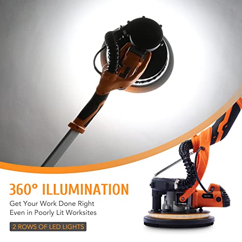 ZELCAN 850W Electric Power Drywall Sander with Vacuum Dust Collector, Swivel Head Extendable Variable 5-Speed LED High Visibility Wall Grinding Machine and 12 Sanding Discs | The Storepaperoomates Retail Market - Fast Affordable Shopping