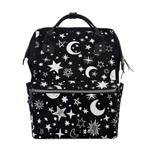 Diaper Bag Backpack, Moon And Stars Multifunction Travel Back Pack Maternity Baby Changing Bags, Large Capacity, Durable and Stylish