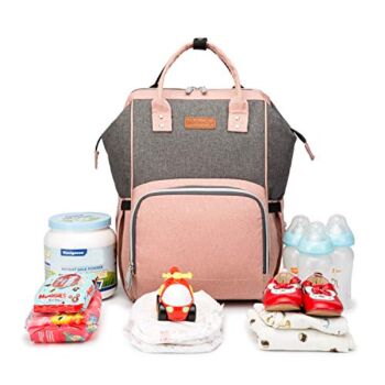 AOCKS Diaper Bag Organizer Insulated Waterproof Travel Mommy Backpack Large Capacity for Baby Care,Multi-Function, Stylish and Durable (Pink Grey) | The Storepaperoomates Retail Market - Fast Affordable Shopping
