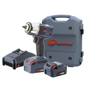 Ingersoll Rand W5133-K22 3/8″ IQV20 Cordless Air Impact Wrench and Battery Kit with Brushless Motor, 360 Degree LED Light, 365 ft-lbs Max Torque, 4 Power Modes, Gray