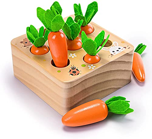 Wooden Toys for 1 2 3 Years Old Boys and Girls Montessori Size Sorting & Counting Puzzle Game Carrots Harvest Developmental Gifts for Fine Motor Skill | The Storepaperoomates Retail Market - Fast Affordable Shopping