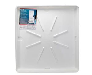 Camco Washing Machine Drain Pan for Stackable Units with PVC Fitting – Collects Water Leakage and Prevents Floor Damage – White (21006)