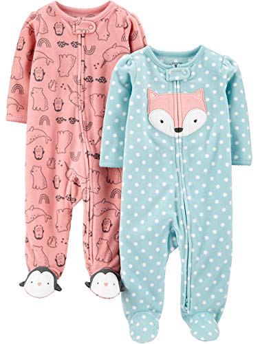 Simple Joys by Carter’s Baby Girls’ Fleece Footed Sleep and Play, Pack of 2, Pink, Fox/Animal, 3-6 Months | The Storepaperoomates Retail Market - Fast Affordable Shopping