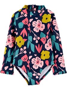 Simple Joys by Carter’s Toddler Girls’ One Piece Rashguard, Navy, Floral, 2T