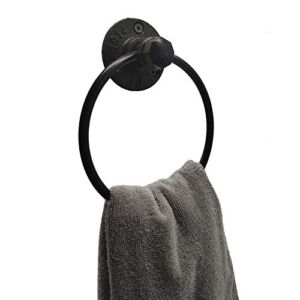 Industrial Towel Ring Rustic Pipe Hand Towel Holder Wall Mounted for Bathroom