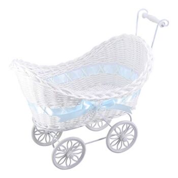 NUOBESTY Wicker Stroller Baby Shower Wedding Centerpiece Stroller Party Favors (Blue) | The Storepaperoomates Retail Market - Fast Affordable Shopping