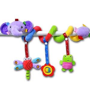 ORZIZRO Car Seat Toys, Infants Baby Spiral Elephant Plush Hanging Toys for Crib Bar Bassinet Stroller Car Seat Mobile