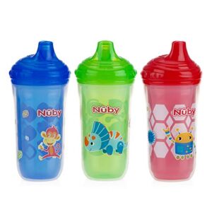 Nuby Insulated No Spill Easy Sip Cup with Vari-Flo Valve Hard Spout, Boy, 9 Oz, 3 Count